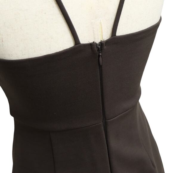 ASTR Strappy Deep V Plunge M Mini Bodycon Dress Dark Gray Stretchy Zip Up Lined - Picture 4 of 10